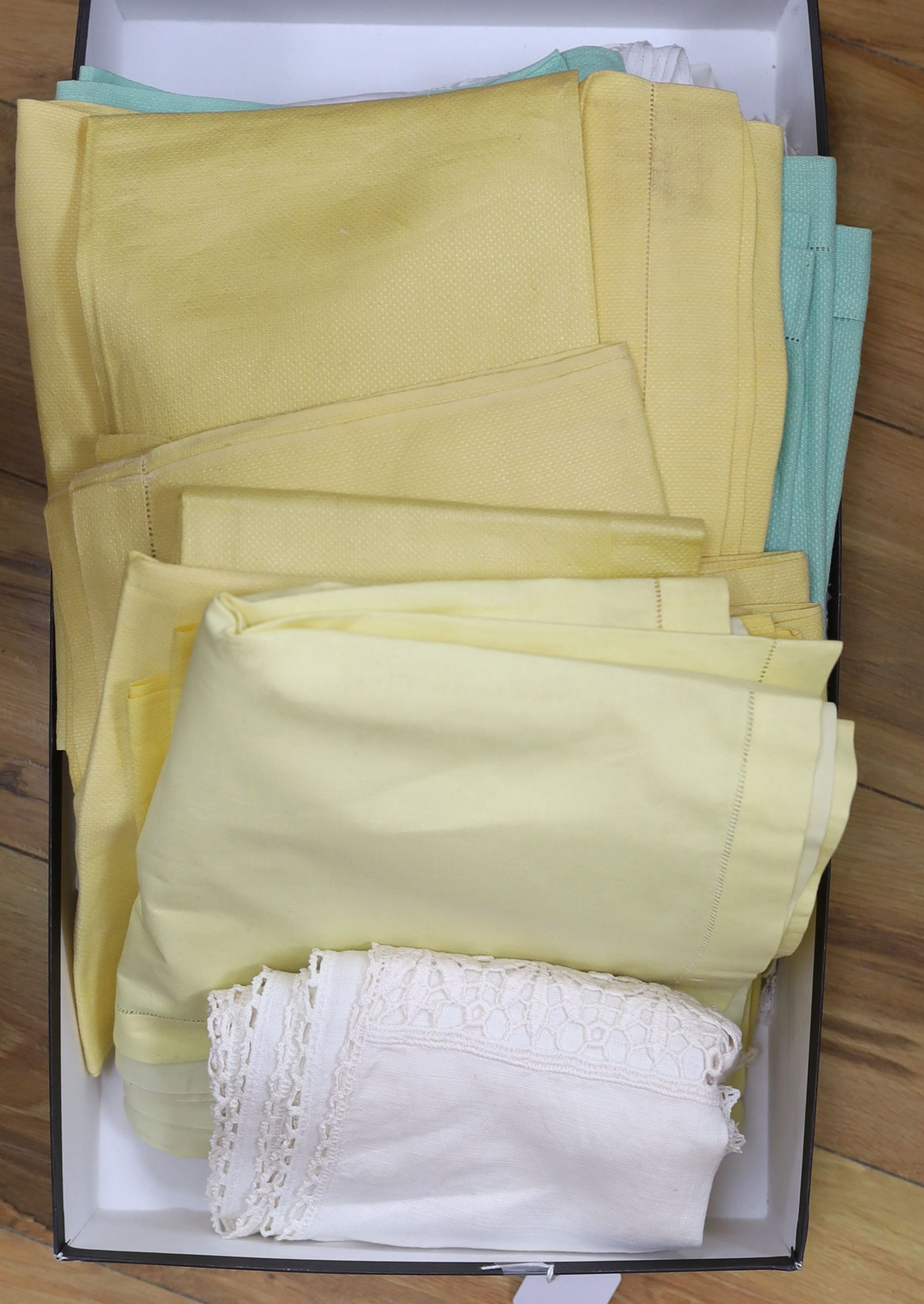 A collection of table linens and hand towels